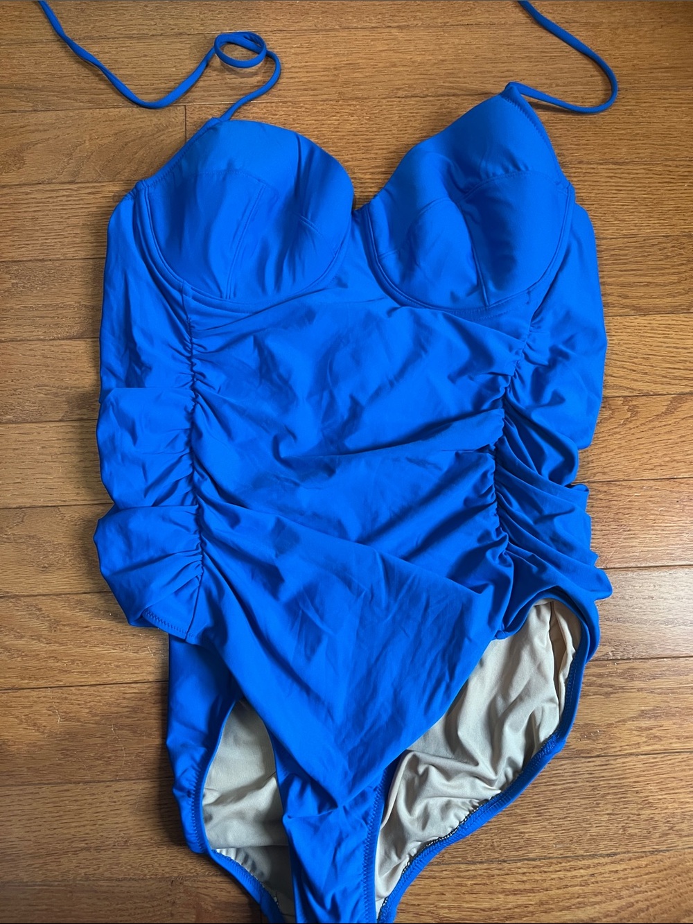 J. Crew Vibrant Blue Ruched One-Piece Swimsuit